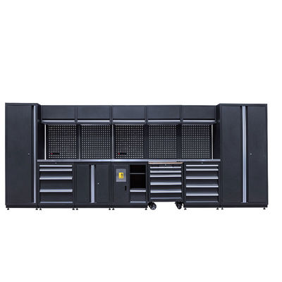 Steel Combo Cabinet: SS Top, 300kg Load, LED, Sockets for Auto Shop/Garage/Workshop